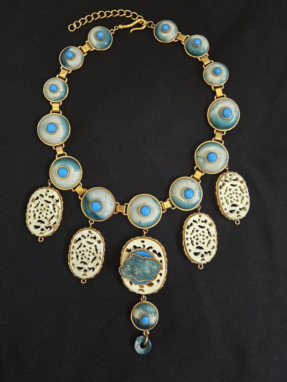 Vintage Hutton Wilkinson Art Glass Statement Necklace!